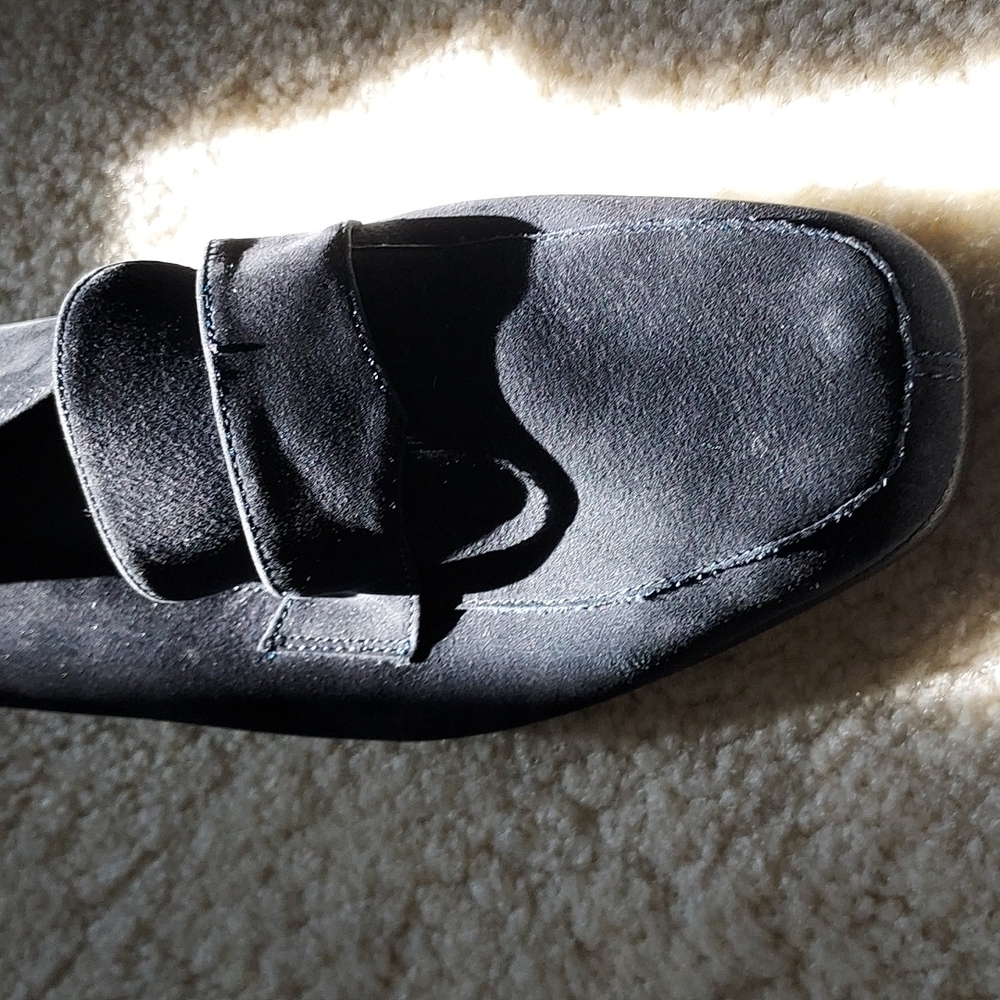 9 and Co suede loafers black soft leather slip on shoes sz 7 holiday dress up - Picture 7 of 12